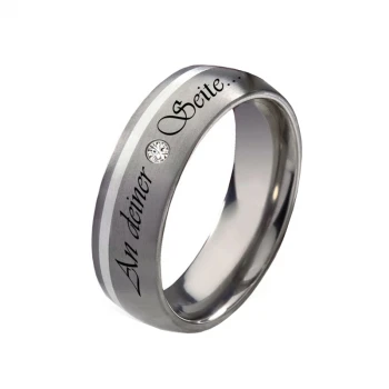 Damenring Titanring DT064 mit Silber und Außengravur